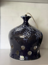 Vintage keramiklampe – mørkeblå glasur