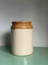 Antik fransk krukke med brun kant