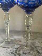 Bøhmisk krystal vinglas ~ Blå