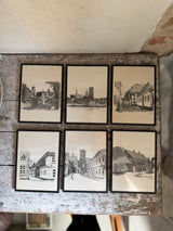 6 stk. indrammede grafiske tryk fra Ribe
