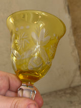 Bøhmisk krystal vinglas – gul