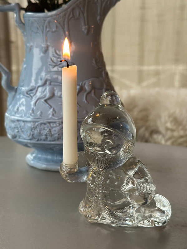 Lysestage i glas ~Julemand