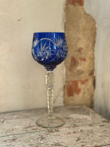 Bøhmisk krystal vinglas ~ Blå