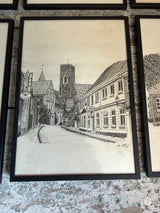 6 stk. indrammede grafiske tryk fra Ribe