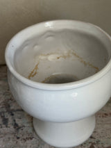 Skøn retro urtepotte / vase med ansigt i hvid keramik