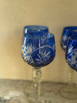 Bøhmisk krystal vinglas ~ Blå