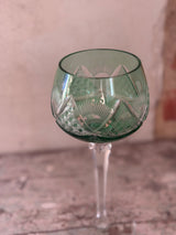 Bøhmisk krystal vinglas – Grøn