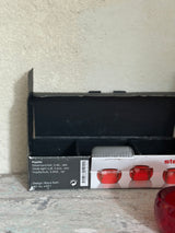 3 røde glasmanchetter / fyrfadsstager