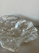 Smukt kunstglasfad i massivt glas fra 70’erne