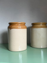 Antik fransk krukke med brun kant