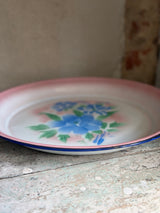 Retro emaljefad med blomstermotiv