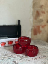 3 røde glasmanchetter / fyrfadsstager