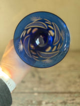 Bøhmisk krystal vinglas ~ Blå