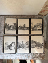 6 stk. indrammede grafiske tryk fra Ribe
