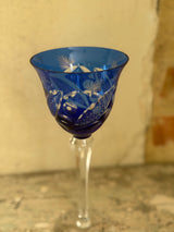 Bøhmisk krystal vinglas ~ Blå