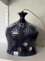 Vintage keramiklampe – mørkeblå glasur