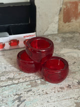 3 røde glasmanchetter / fyrfadsstager