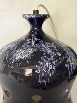 Vintage keramiklampe – mørkeblå glasur