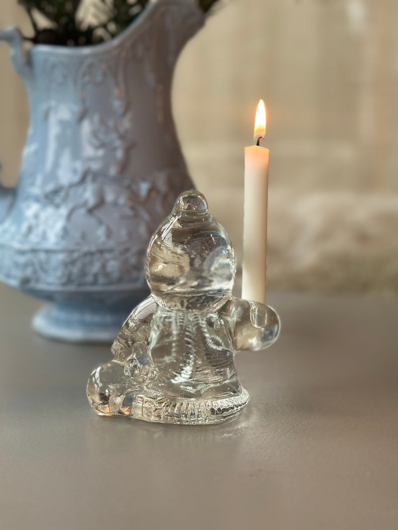 Lysestage i glas ~Julemand