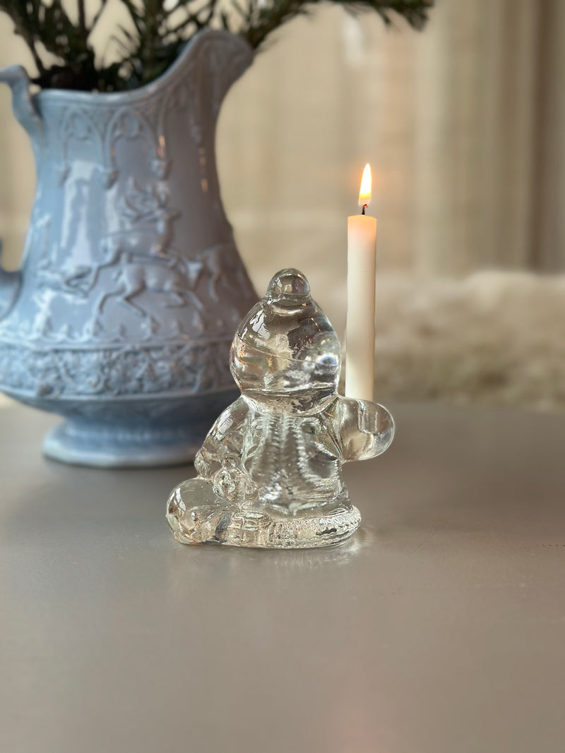 Lysestage i glas ~Julemand