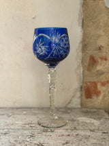 Bøhmisk krystal vinglas ~ Blå
