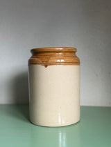 Antik fransk krukke med brun kant