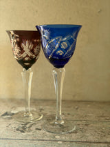 Bøhmisk krystal vinglas ~ Blå